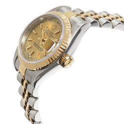 Pre Owned Rolex Champagne 18K Yellow Gold And Stainless Steel Datejust 69173 Women's Wristwatch 26 MM