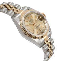 Pre Owned Rolex Champagne 18K Yellow Gold And Stainless Steel Datejust 69173 Women's Wristwatch 26 MM