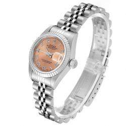 مملوكة مسبقًا Rolex Salmon 18K White Gold Datejust 69174 Women's Wristwatch 26 MM