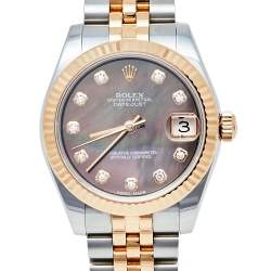 Pre Owned ساعة يد نسائية رولكس "دايتجست 178271" ألماس و ستانلس تسيل و ذهب وردي عيار 18 و صدف 31 مم