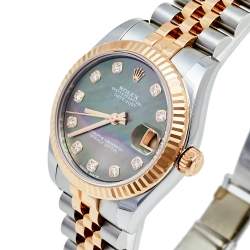 Pre Owned ساعة يد نسائية رولكس "دايتجست 178271" ألماس و ستانلس تسيل و ذهب وردي عيار 18 و صدف 31 مم