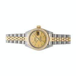 Pre Owned Rolex Champagne 18K Yellow Gold And Stainless Steel Datejust 69173 Women's Wristwatch 26 MM