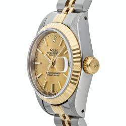 Pre Owned Rolex Champagne 18K Yellow Gold And Stainless Steel Datejust 69173 Women's Wristwatch 26 MM
