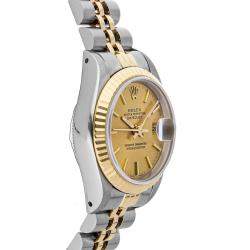 Pre Owned Rolex Champagne 18K Yellow Gold And Stainless Steel Datejust 69173 Women's Wristwatch 26 MM