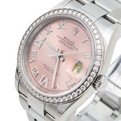 مملوكة مسبقًا Rolex Pink 18K White Gold & Stainless Steel Diamonds Oyster Perpetual Datejust 126284RBR Women's Wristwatch 36 mm
