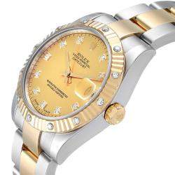 Rolex Champagne Diamonds 18K Yellow Gold And Stainless Steel Datejust 178313 Automatic Women's Wristwatch 31 MM