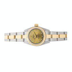 Pre Owned Rolex Champagne Diamonds 18K Yellow Gold And Stainless Steel Oyster Perpetual 67193 Women's Wristwatch 24 MM