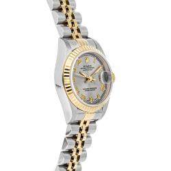 Pre Owned Rolex Silver 18k Yellow Gold And Stainless Steel Datejust 69173 Women's Wristwatch 26 MM
