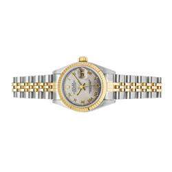 Pre Owned Rolex Silver 18k Yellow Gold And Stainless Steel Datejust 69173 Women's Wristwatch 26 MM
