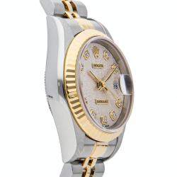 Pre Owned Rolex Silver Diamonds 18K Yellow Gold And Stainless Steel Datejust 79173 Women's Wristwatch 26 MM