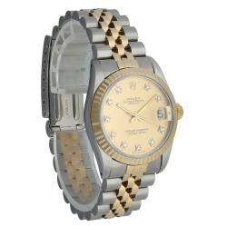 Pre Owned Rolex Champagne Diamonds 18K Yellow Gold And Stainless Steel Datejust 68273 Women's Wristwatch 30 MM