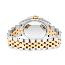 Pre Owned Rolex Green 18K Yellow Gold & Stainless Steel Diamond Datejust 178383 Automatic Women's Wristwatch 31 mm