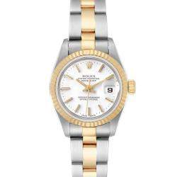Pre Owned Rolex White 18K Yellow Gold And Stainless Steel Datejust 79173 Women's Wristwatch 26 MM