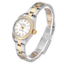 Pre Owned Rolex White 18K Yellow Gold And Stainless Steel Datejust 79173 Women's Wristwatch 26 MM