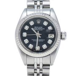 مملوكة مسبقًا ساعة يد نسائية رولكس ديت جست ألماس 6916 ستانلس ستيل سوداء 26 مم