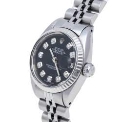 مملوكة مسبقًا ساعة يد نسائية رولكس ديت جست ألماس 6916 ستانلس ستيل سوداء 26 مم