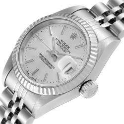 Pre Owned Rolex Silver 18K White Gold And Stainless Steel Datejust 79174 Women's Wristwatch 26 MM