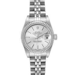Pre Owned Rolex Silver 18K White Gold And Stainless Steel Datejust 79174 Women's Wristwatch 26 MM
