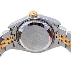 Pre Owned Rolex Blue 18K Yellow Gold & Stainless Steel Diamonds Datejust 69173 Automatic Women's Wristwatch 26 mm