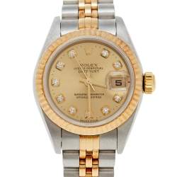 Pre Owned Rolex Champagne 18K Yellow Gold and Stainless Steel Diamonds Datejust 79173 Women's Wristwatch 26 mm