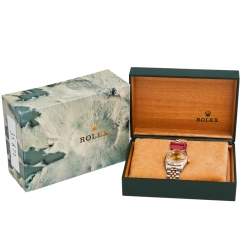 مملوكة مسبقًا Rolex Champagne Diamonds 18K Yellow Gold And Stainless Steel Datejust 68273 Women's Wristwatch 30 MM