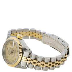 Pre Owned Rolex Champagne 18K Yellow Gold And Stainless Steel Datejust 69173 (1989) Women's Wristwatch 26 MM