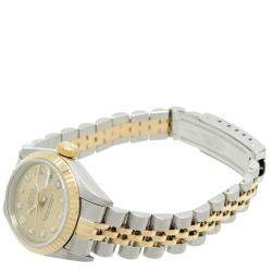مملوكة مسبقًا Rolex Champagne Diamonds 18K Yellow Gold And Stainless Steel Datejust (1994-1995) 69173 Women's Wristwatch 26 MM
