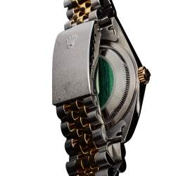 مملوكة مسبقًا Rolex White 18k Yellow Gold and Stainless Steel Datejust 16233 Men's Wristwatch 36 mm