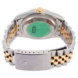 مملوكة مسبقًا Rolex White 18k Yellow Gold and Stainless Steel Datejust 16233 Men's Wristwatch 36 mm