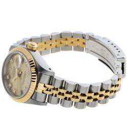 Pre Owned Rolex Champagne Diamonds 18K Yellow Gold And Stainless Steel Datejust 69173 Women's Wristwatch 26 MM