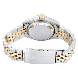 مملوكة مسبقًا Rolex Silver Diamonds 18K Yellow Gold Stainless Steel Datejust 69173 Automatic Women's Wristwatch 26 mm