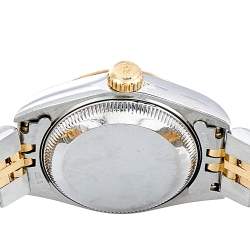 مملوكة مسبقًا Rolex Silver Diamonds 18K Yellow Gold Stainless Steel Datejust 69173 Automatic Women's Wristwatch 26 mm