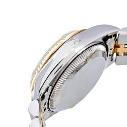 مملوكة مسبقًا Rolex Silver Diamonds 18K Yellow Gold Stainless Steel Datejust 69173 Automatic Women's Wristwatch 26 mm