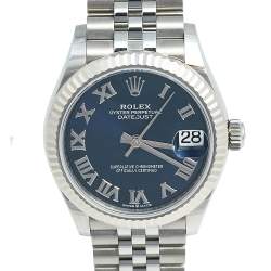Pre Owned Rolex Blue 18k White Gold And Stainless Steel Datejust 278274 Women's Wristwatch 31 MM