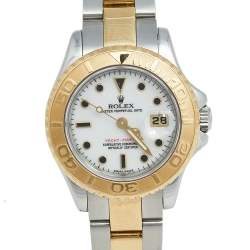 Pre Owned Rolex White 18k Yellow Gold Stainless Steel Yacht Master 69623 Women's Wristwatch 29 mm