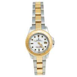 Pre Owned Rolex White 18k Yellow Gold Stainless Steel Yacht Master 69623 Women's Wristwatch 29 mm