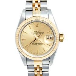 Rolex Champagne 18K Yellow Gold And Stainless Steel Datejust 69173 Women's Wristwatch 26 MM