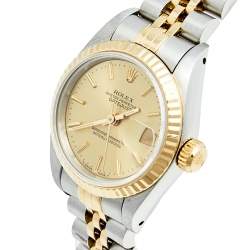 Rolex Champagne 18K Yellow Gold And Stainless Steel Datejust 69173 Women's Wristwatch 26 MM