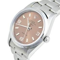 مملوكة مسبقًا Rolex Salmon Stainless Steel Air King 14000 Unisex Wristwatch 34 MM