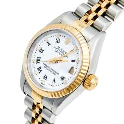 Pre Owned Rolex White 18K Yellow Gold Stainless Steel Datejust 79173 Women's Wristwatch 26 mm