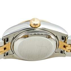 مملوكة مسبقًا Rolex White Mother Pearl 18K Yellow Gold Stainless Steel Diamond Datejust 179173 Women's Wristwatch 26 mm