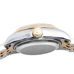 مملوكة مسبقًا Rolex White Mother Pearl 18K Yellow Gold Stainless Steel Diamond Datejust 179173 Women's Wristwatch 26 mm