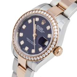 Pre Owned Rolex Aubergine 18K Everose Gold Stainless Steel Diamond Datejust 279381RBR-0015 Women's Wristwatch 28 mm