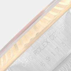 مملوكة مسبقًا Rolex Blue Diamonds 18K Yellow Gold And Stainless Steel Datejust 69173 Women's Wristwatch 26 MM