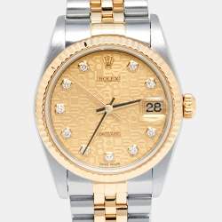Pre Owned Rolex Champagne Jubilee 18K Yellow Gold Stainless Steel Datejust 78273 Women's Wristwatch 31 MM