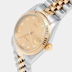 Pre Owned Rolex Champagne Jubilee 18K Yellow Gold Stainless Steel Datejust 78273 Women's Wristwatch 31 MM