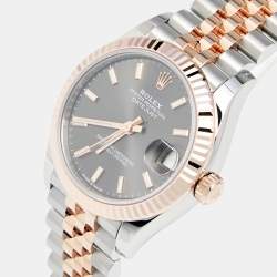 مملوكة مسبقًا Rolex Slate 18K Everose Gold Stainless Steel Datejust M278271-0018 Women's Wristwatch 31 mm