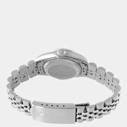 Pre Owned Rolex Black Diamonds 18K White Gold And Stainless Steel Datejust 79174 Women's Wristwatch 26 mm