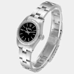 Pre Owned Rolex Black Stainless Steel Oyster Perpetual 67230 Women's Wristwatch 24 mm