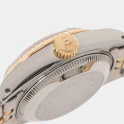 مملوكة مسبقًا Rolex Champagne Diamonds 18K Yellow Gold And Stainless Steel Datejust 69173 Women's Wristwatch 26 MM